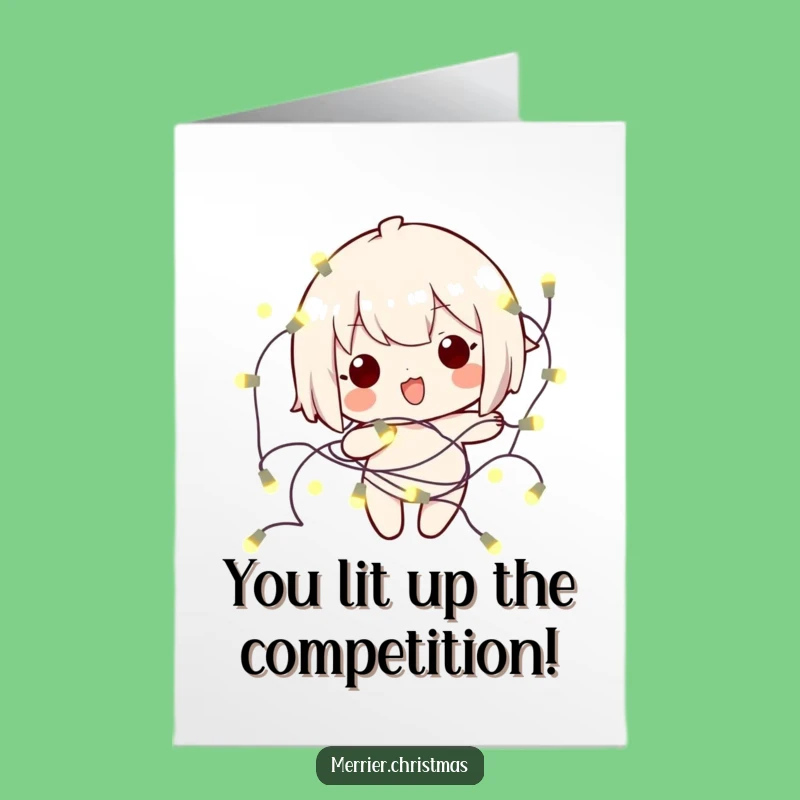 Free Printable Congrats Card: Kawaii Light Tangle, Sparkly Downloadable Gift for Success