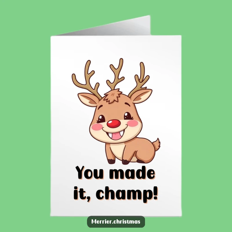 Free Printable Reindeer Congratulations Card: Goofy Grin Downloadable for Big Wins