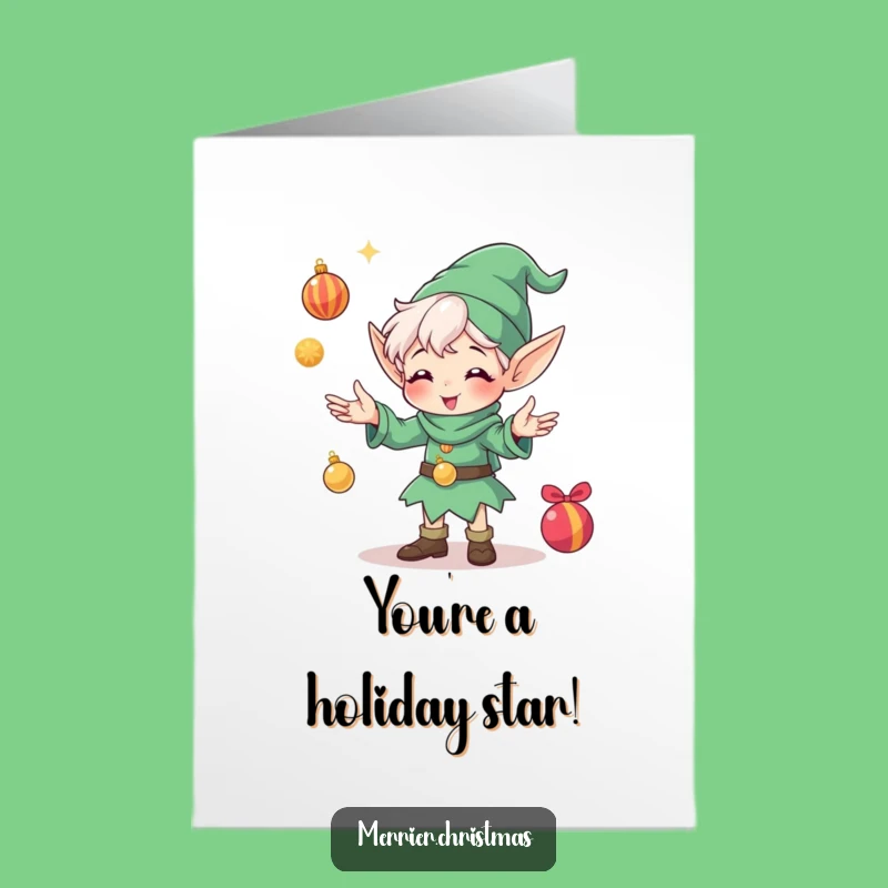 Free Printable Elf Congratulations Card: Juggling Elf, Humorous Downloadable Card for Any Occasion
