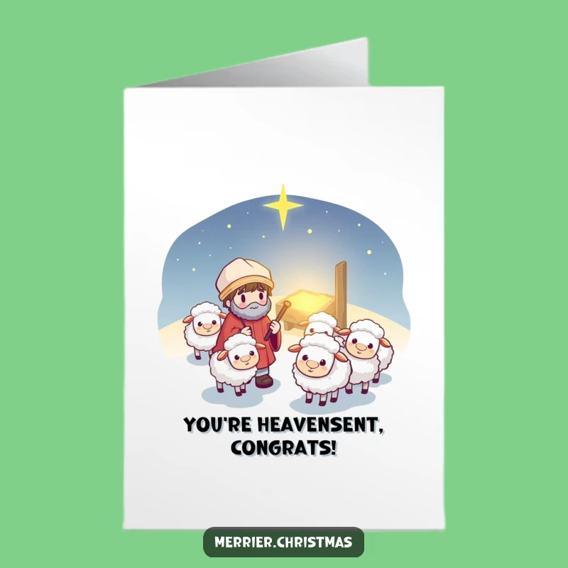 Free Printable Kawaii Shepherd Card: Humorous Congratulations for a Fluffy Success Story