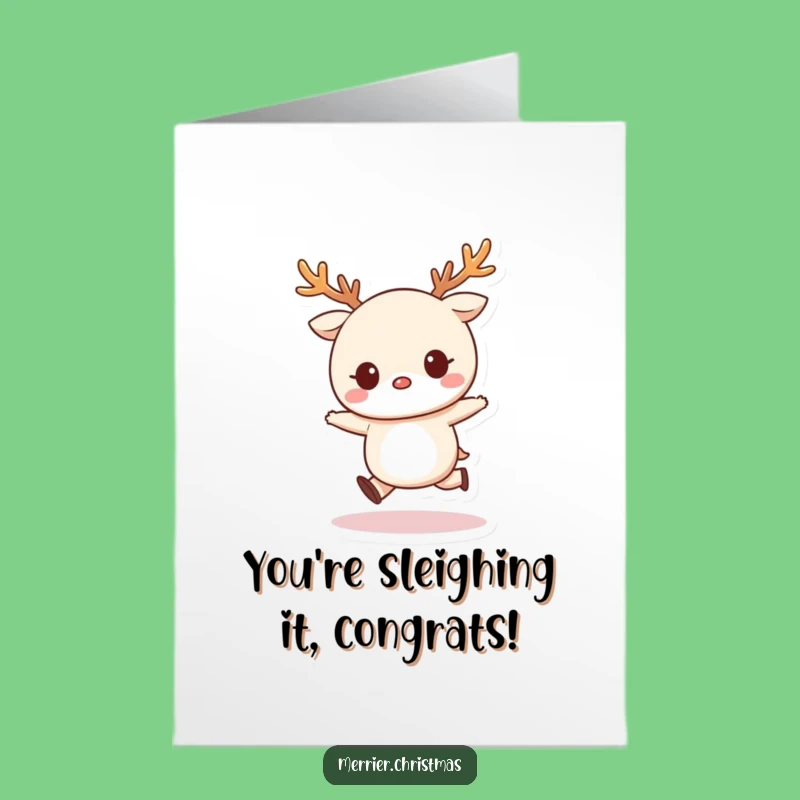 Free Printable Congrats Card: Kawaii Antlers Skip Humor Downloadable Cheer
