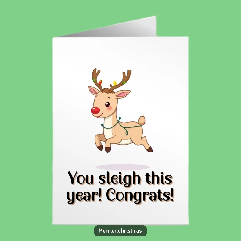 Free Printable Congrats Card: Joyful Reindeer with Light-Up Antlers