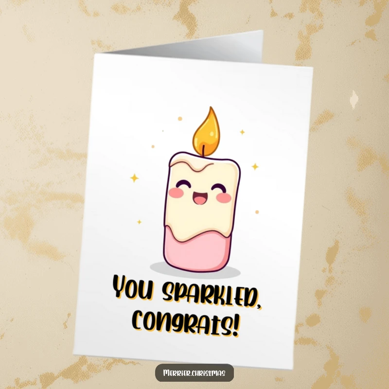 Funny Free Printable Congratulations Card: A candle character flickering with cheerful energy, celebrating success, a perfect downloadable gift.