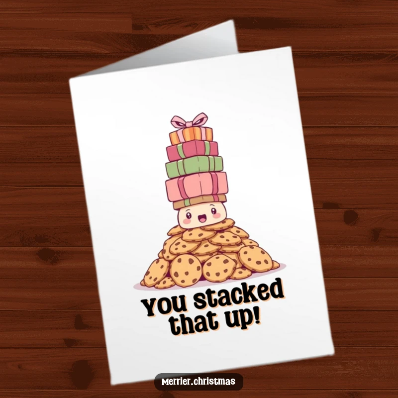 Funny Free Printable Congratulations Card with an overwhelmed cookie pile celebrating a win, a unique gift.
