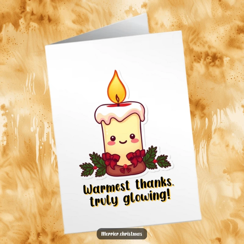 Funny Free Printable Thank You Card: A candle character with a warm, smiling flame, expressing sincere thanks.