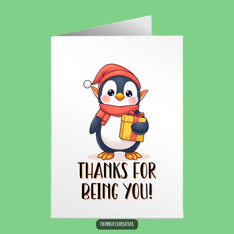 Free Printable Penguin Elf Thank You Card: Adorable Downloadable for Gratitude