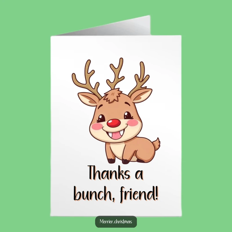 Free Printable Reindeer Thank You Card: Goofy Grin Downloadable Gift of Gratitude