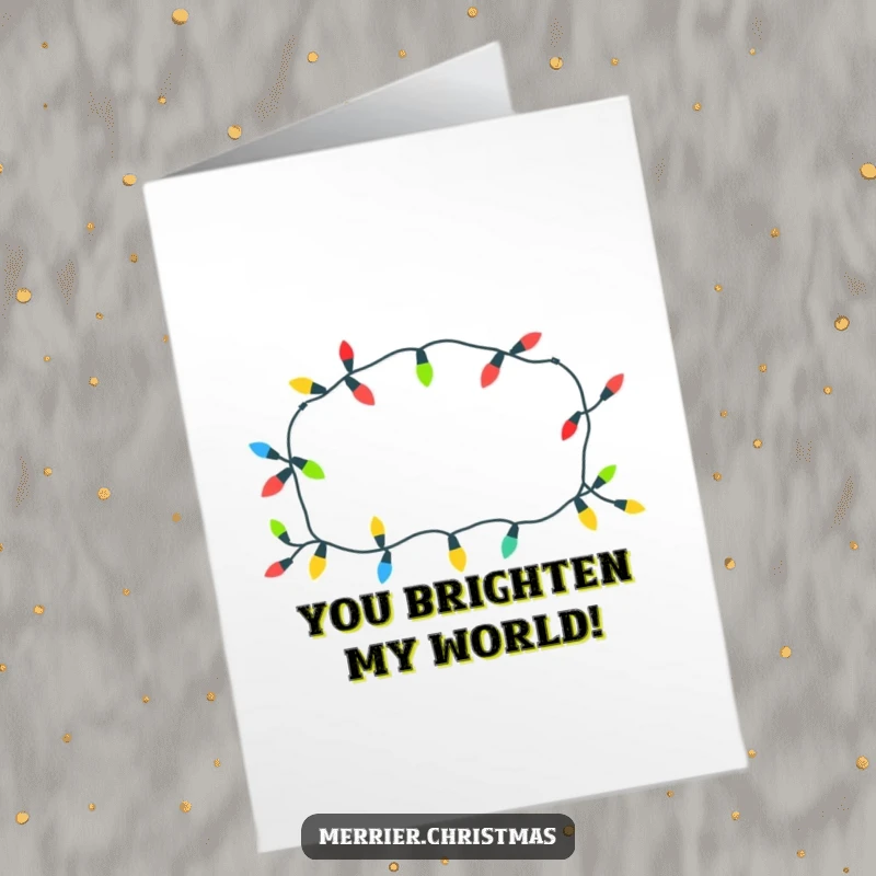 Funny Free Printable Thank You Card: Cheerful Christmas lights forming a playful pattern saying thank you.
