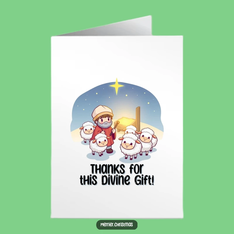 Free Printable Thank You Card: Kawaii Shepherd Expressing Gratitude with Fluffy Humor