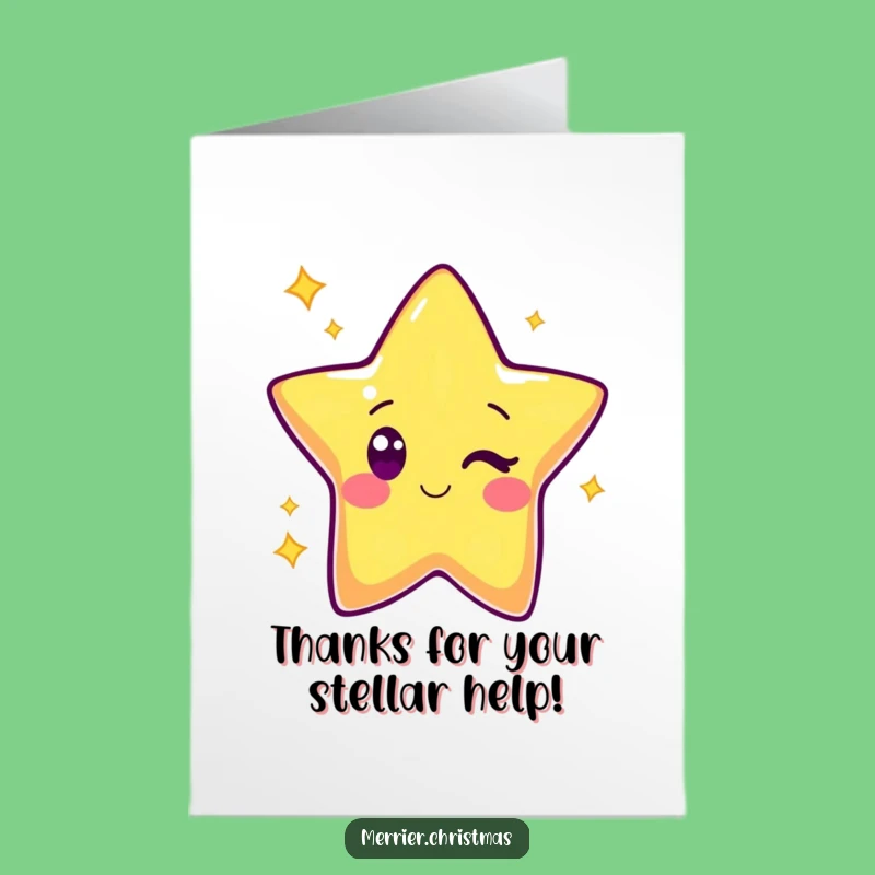 Free Printable Thank You Card: Kawaii Star Shines with Gratitude, a Witty Downloadable Note