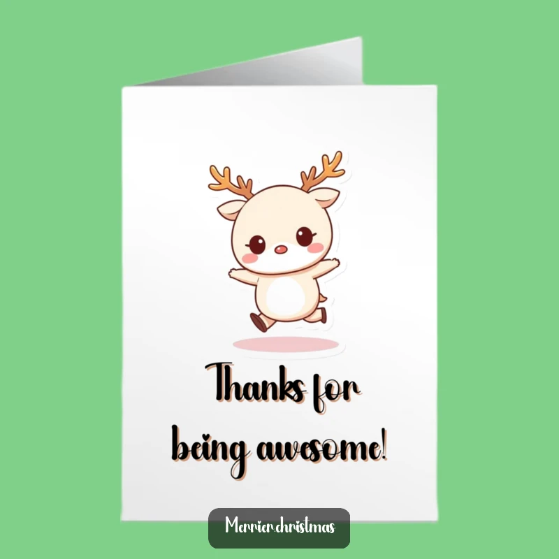 Free Printable Thank You Card: Kawaii Antlers Skip Funny Downloadable Gratitude