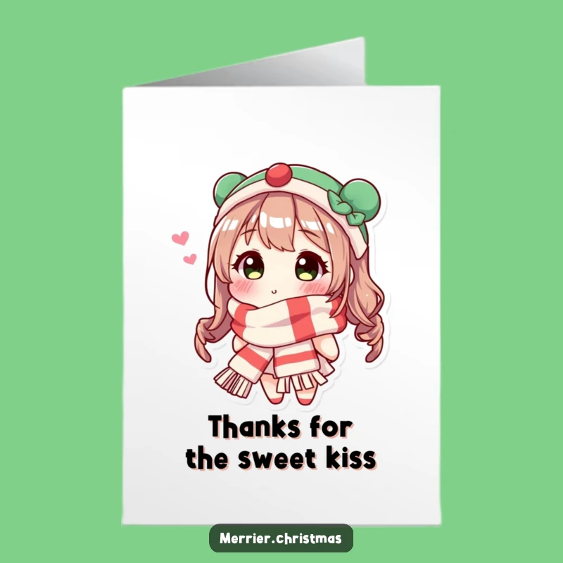Free Printable Thank You Card: Kissing Scarf Character's Gratitude - Funny