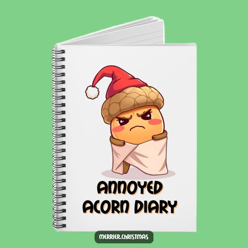 Funny Grumpy Acorn Notebook - Journal Your Solo Holiday Thoughts