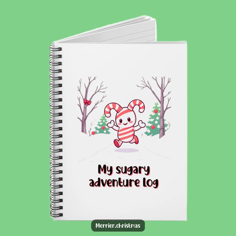 Funny Kawaii Candy Cane Notebook: Snowy Path Jotting, Perfect Gift for Notes