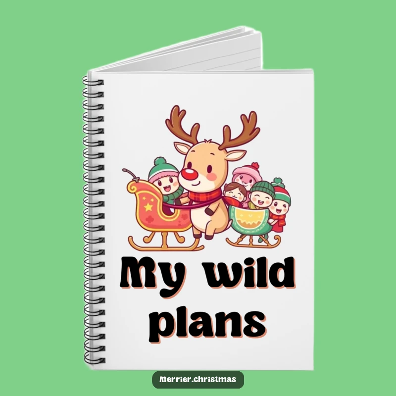 Funny Reindeer Sleigh Notebook - Jot Down Holiday Ideas Merrily