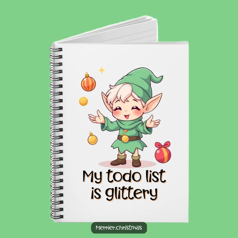 Funny Elf Juggling Ornaments Notebook: Jot Down Ideas with Holiday Cheer and Humor