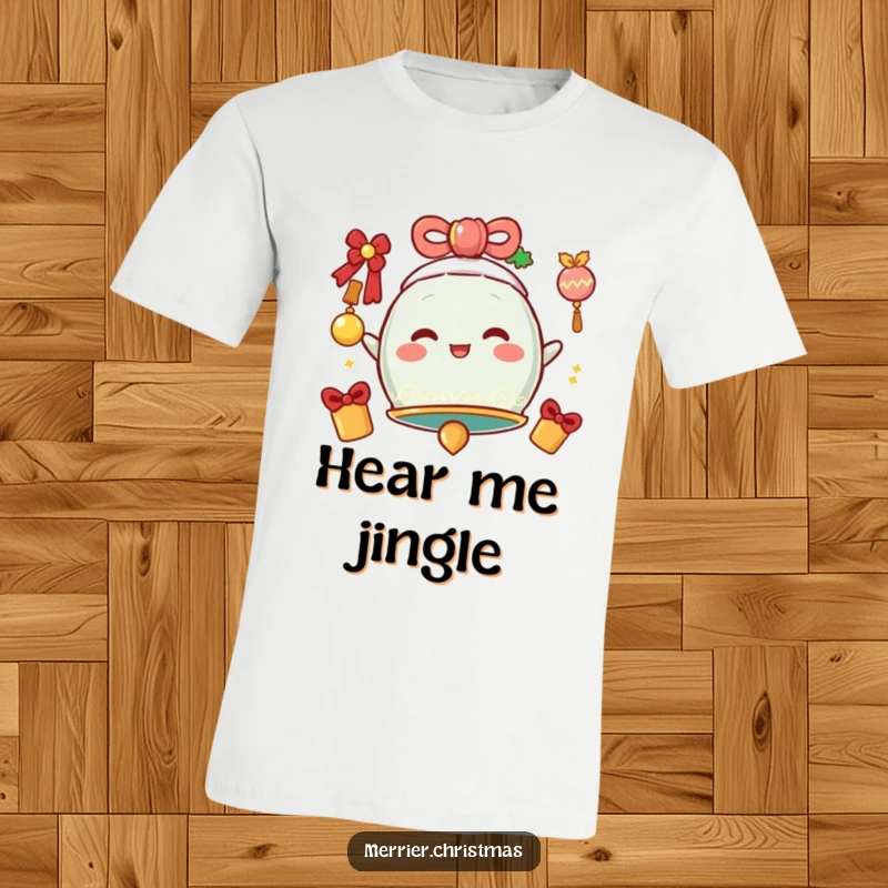 Funny T-Shirt showcasing a festive bell character with a cheerful, jingly vibration, making it a great humorous apparel choice.