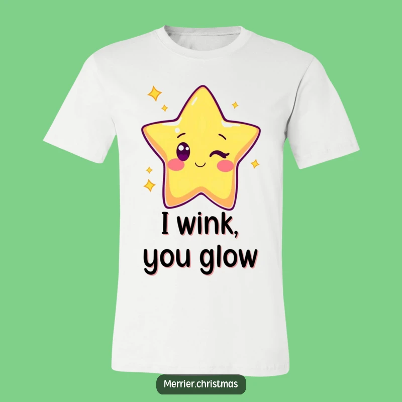 Funny Kawaii Star T-Shirt: Cute Winking Character Icon, Fun Gift Tee