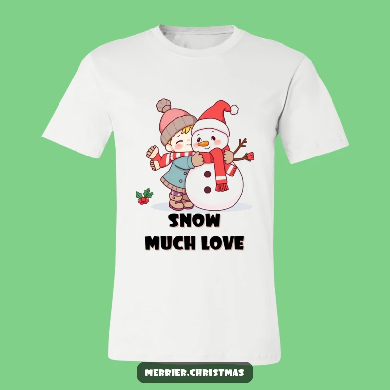 Funny Kawaii Snowman Hug T-Shirt: Embrace Winter Fun with This Hilarious Tee!
