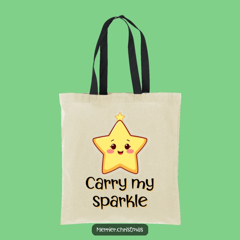 Funny Christmas Star Tote Bag - Twinkling Character, Practical Humorous Gift!