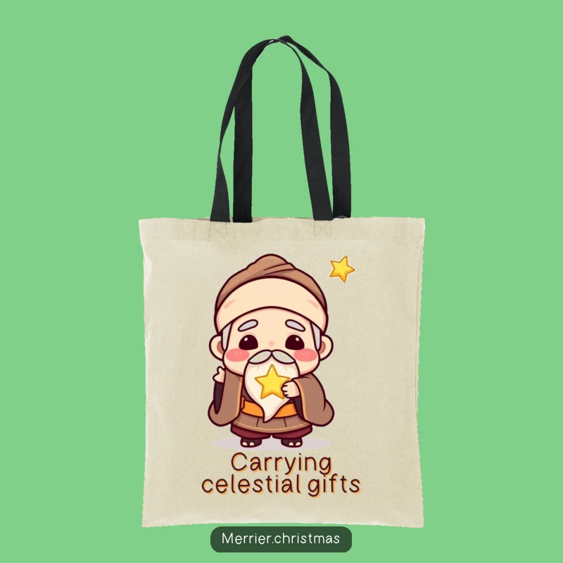 Funny Kawaii Wise Man Tote Bag: Carry Your Light with Style