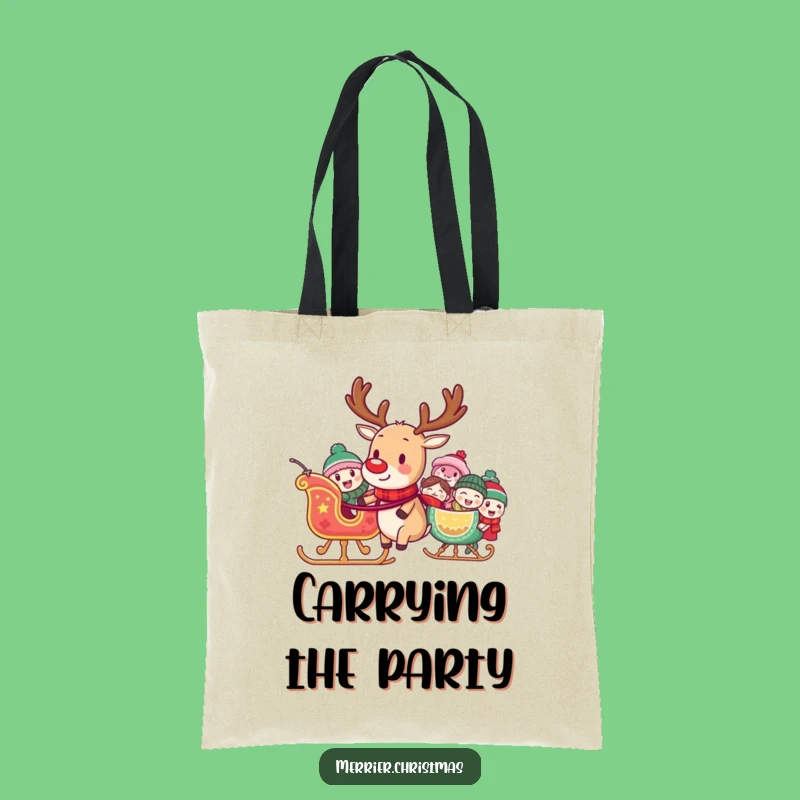 Funny Reindeer Sleigh Tote Bag - Carry Your Holiday Merriment