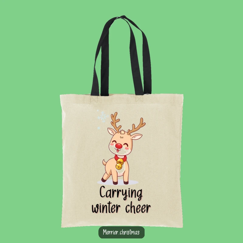 Funny Jingle Bell Reindeer Tote Bag: Carry Holiday Cheer, Great Humorous Gift!