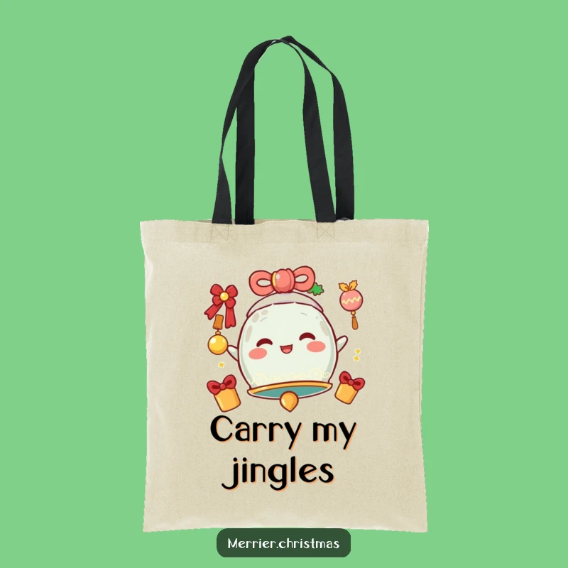 Funny Jingle Bell Tote Bag - Cheerful Vibing Character, Practical Humorous Gift!