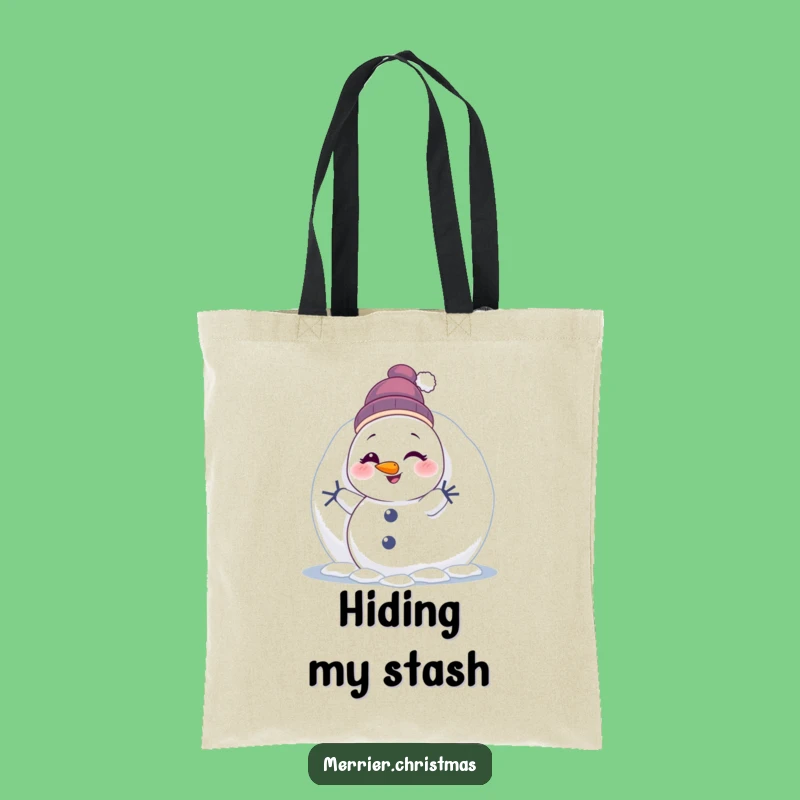 Funny Winking Snowman Tote Bag: Carry Winter Fun, Great Humorous Gift!