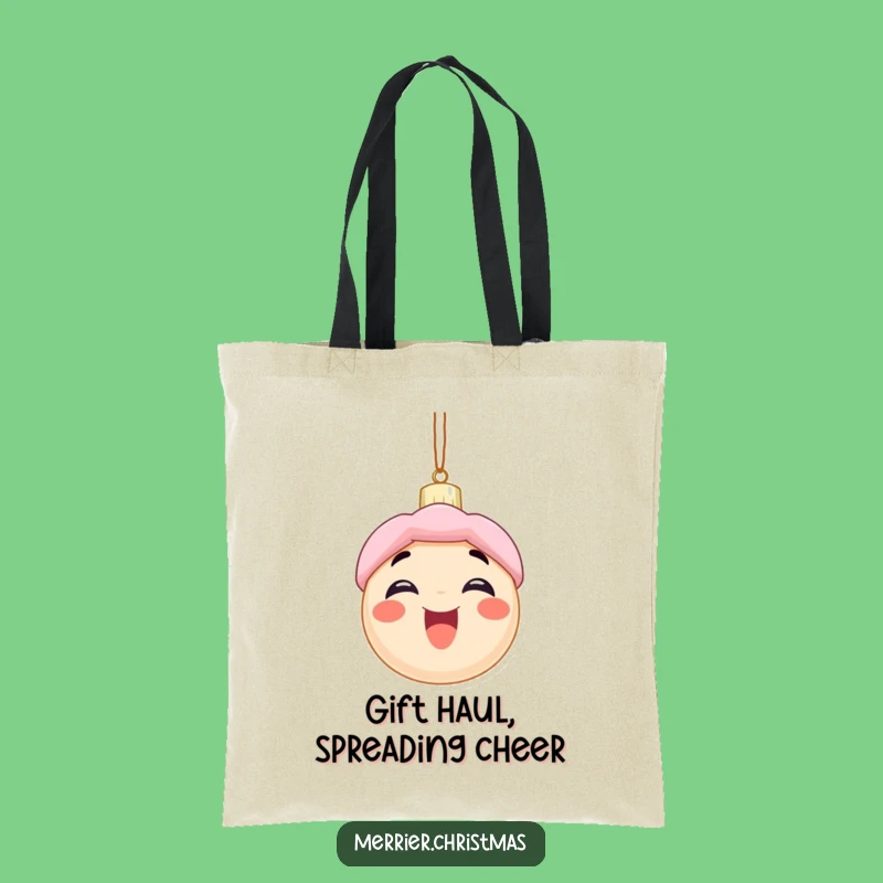 Funny Christmas Tote Bag: Excited Ornament Character's Holiday Carry-All - Ideal Funny Gift