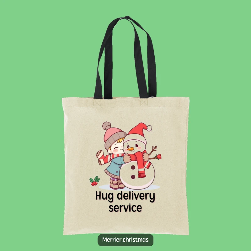 Funny Kawaii Snowman Hug Tote Bag: Carry Your Winter Essentials with Hilarious Style!